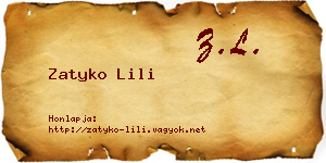 Zatyko Lili névjegykártya